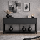 Dressoirs - Modern Dressoir Antraciet Lord 150x30x80 - Zwart Frame - Twee Vakken - Dimehouse