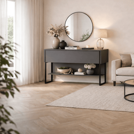 Moderne skænk antracit luksus 120x80x30 - Sort stel - Et rum