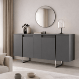Dressoirs - Modern Dressoir Antraciet Luxe 160x80x35 - Zilver Frame - Dimehouse
