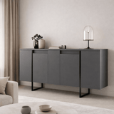 Dressoirs - Modern Dressoir Antraciet Luxe 160x80x35 - Zwart Frame - Dimehouse