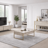 Moderne skænk Travertine Luxury 120x80x30 - Guldramme - Et rum