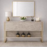 Moderne skænk Travertine Luxury 120x80x30 - Guldramme - Et rum