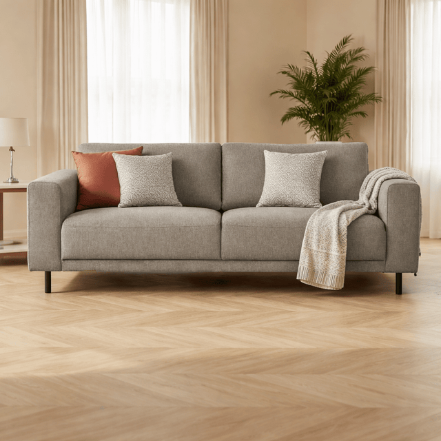 Banken - Moderne 2,5 - zits Bank Taupe Stof Aniko 183x90x78 cm - Dimehouse