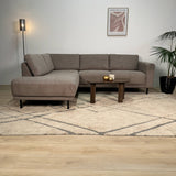 Moderne 3-zits Hoekbank Links Taupe Stof Aniko met Lounger 240x197x78 cm