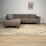Moderne 3-zits Hoekbank Links Taupe Stof Aniko met Lounger 240x197x78 cm