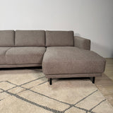 Moderne U-Bank Hoekbank Links Taupe Stof Aniko 310x197x78 cm