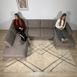 Moderne U-Bank Hoekbank Links Taupe Stof Aniko 310x197x78 cm