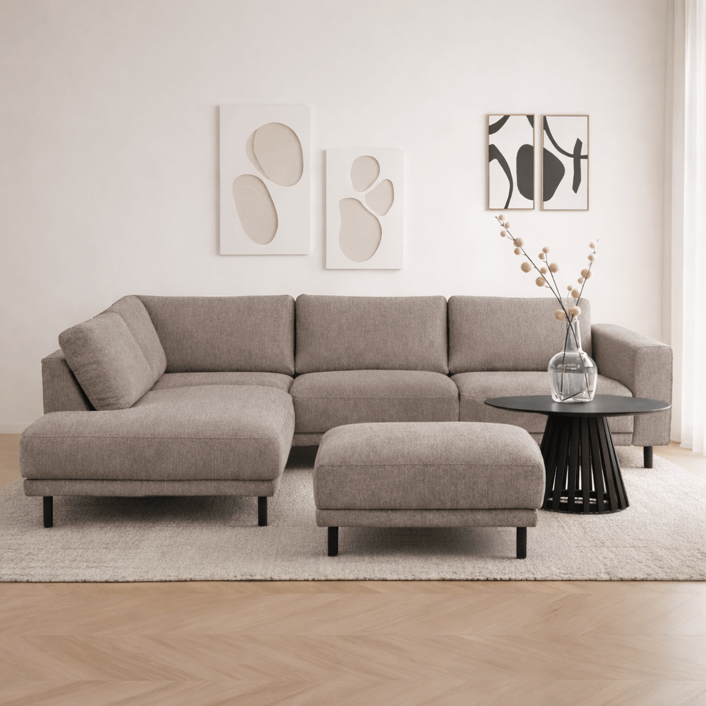 Hocker taupe stof - 73 × 57 × 47 cm - Aniko