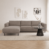 Banken - Moderne Hoekbank Links Taupe Stof Aniko met Chaise Longue 238x142x78 cm - Dimehouse