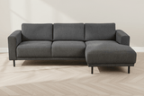 Moderne hjørnesofa med chaiselong antracitstof Aniko højre 238x142x78 cm