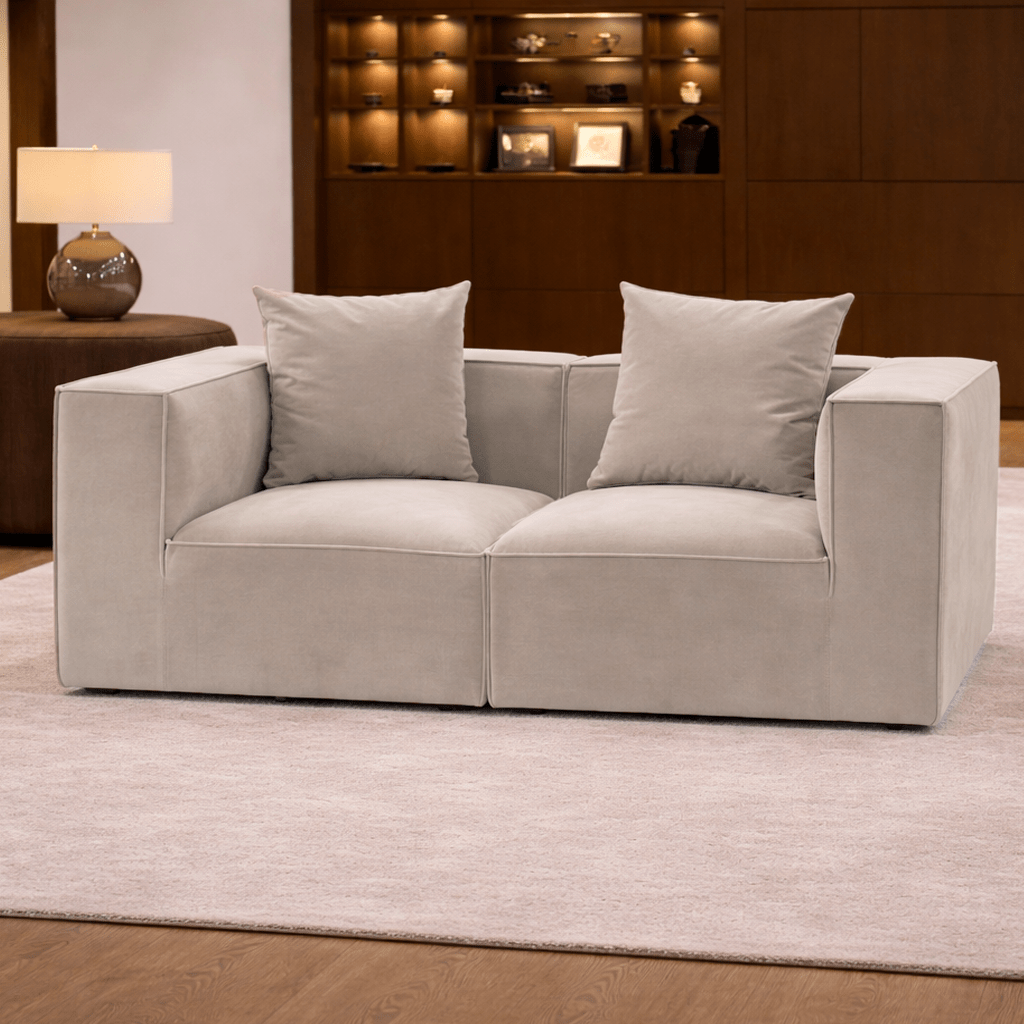 Banken - Modulaire XXL 2 - zits bank Sora 190 cm breed in Beige linnen - Dimehouse