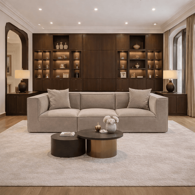 Banken - Modulaire XXL 3 - zits bank Sora 325 cm breed in Beige linnen - Dimehouse