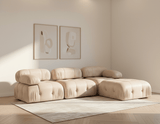 Modulær XXL hjørnesofa Boble med skammel - fløjlsbeige
