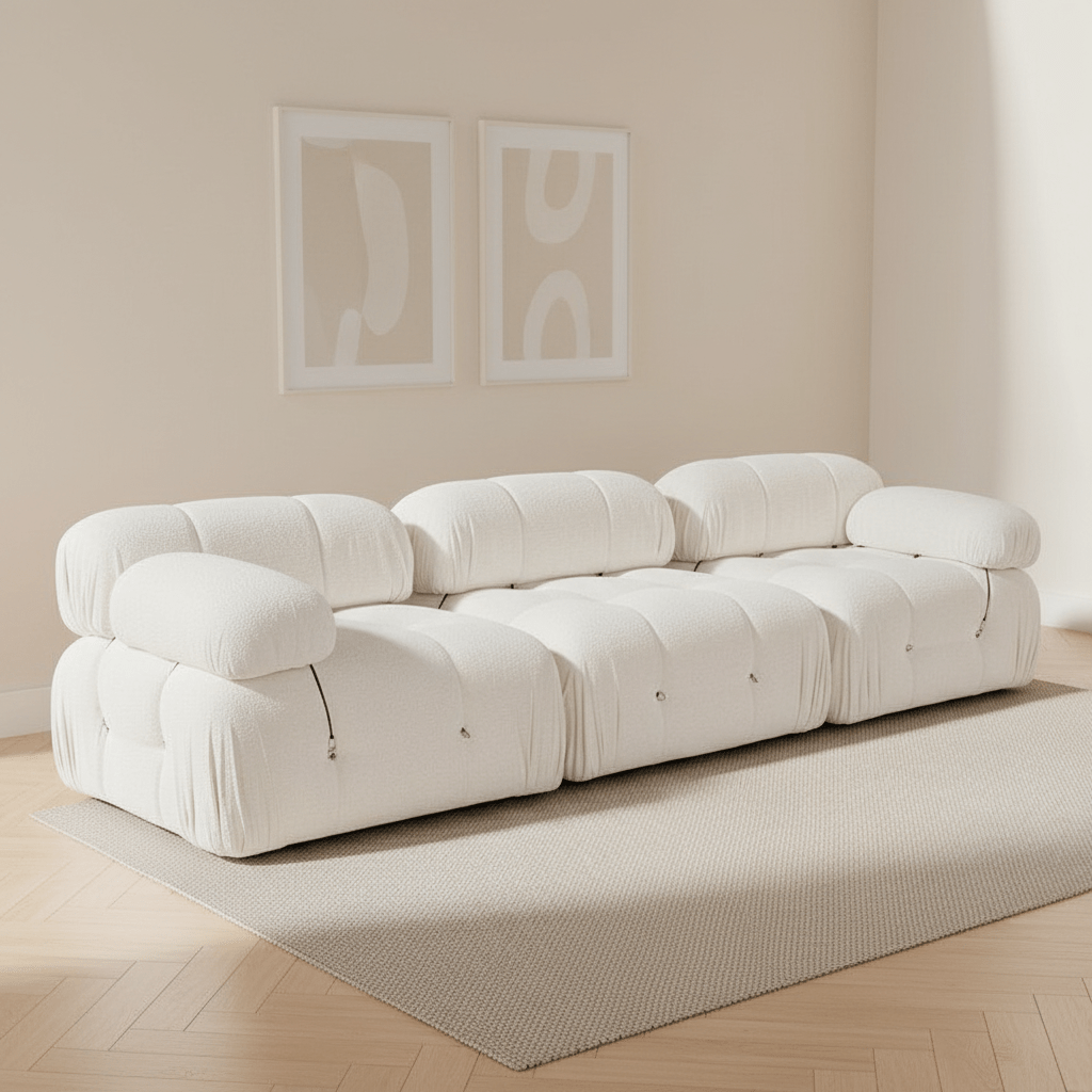 Modulsofa 3-personers Bubble bouclé hvid