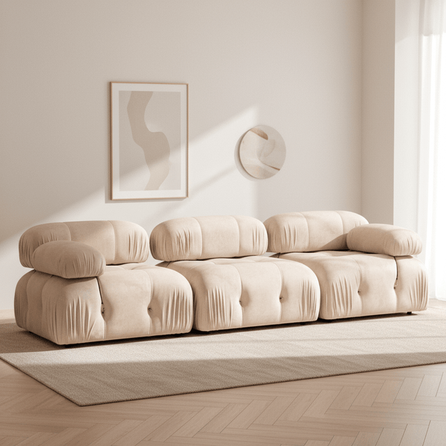 Modulsofa 3-personers Bubble velour beige