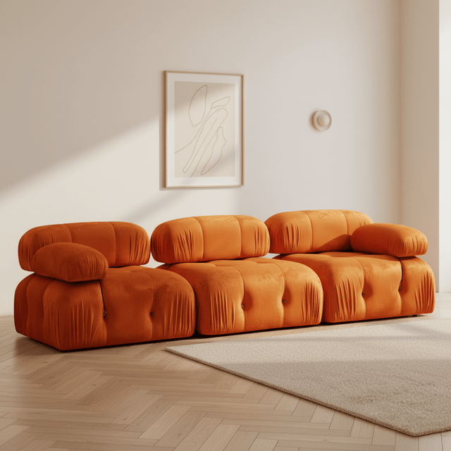 Modulsofa 3-personers Bubble velour orange