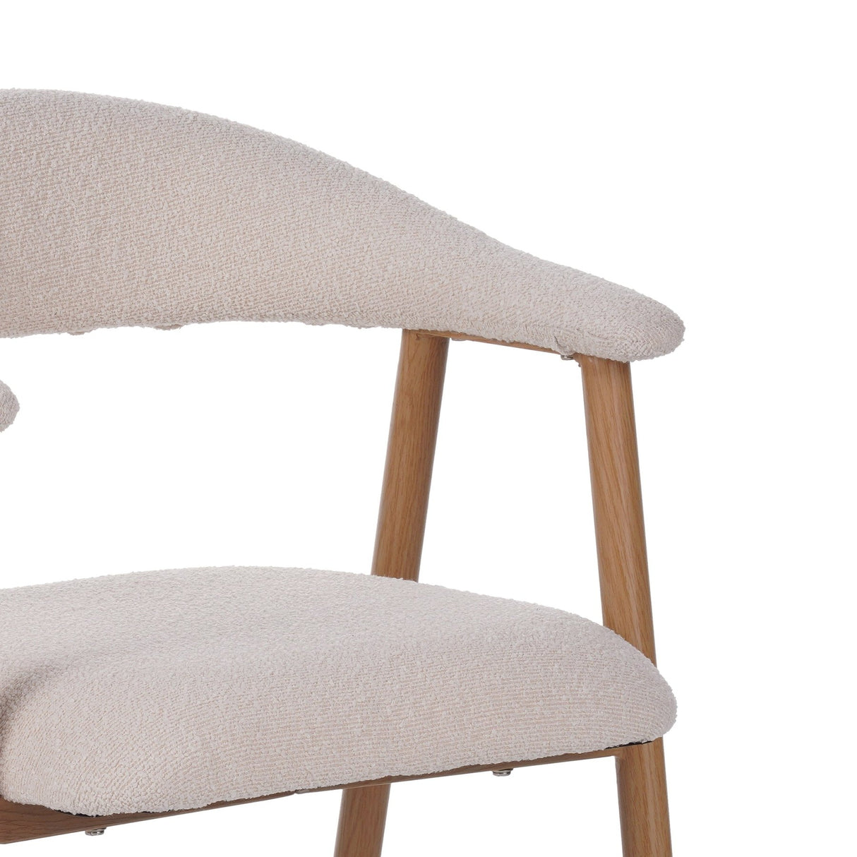 Japandi Spisestol Ivoire Bouclé Suki - Egetrælook Ram - Med Armlæn 