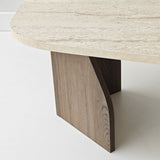 Salontafels - Organische Salontafel Japandi Walnoot met Travertin Melamine - 105x65 cm - Rack - Dimehouse