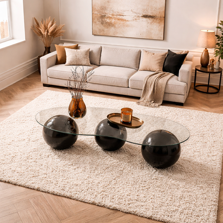 Stuebord Sphere Hærdet glas Sort Bronze 120x70x30 cm Sort Bronze Hærdet glas 