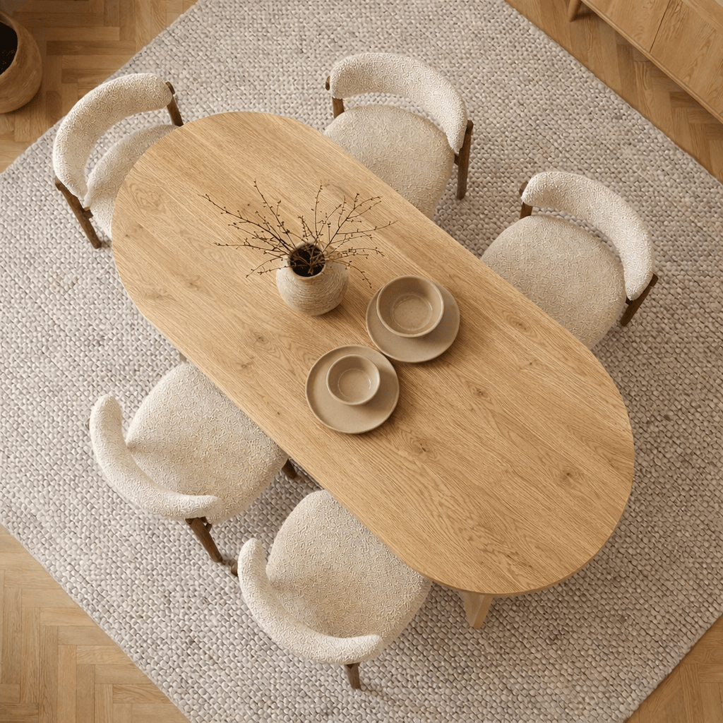 Ovale eettafel Eiken melamine - Japandi -  180x89,5x75 cm - Sota