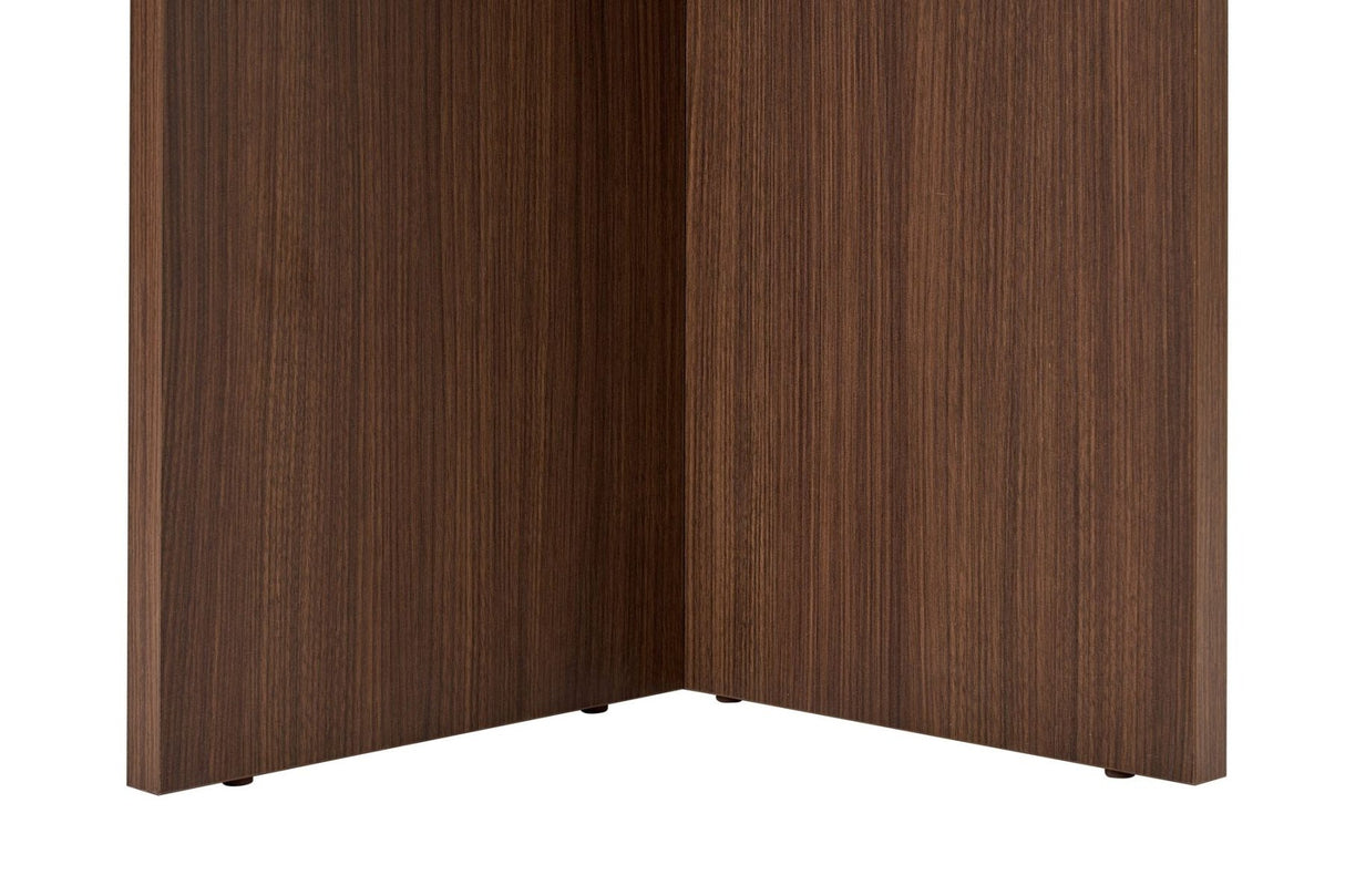 Eettafels - Ovale eettafel travertin blad - walnoot melamine - 180x89,5x75 cm - Sota - Dimehouse