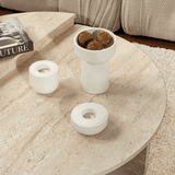 Salontafels - Ronde salontafel travertin melamine Orin 85 cm - Dimehouse