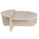 Salontafels - Ronde salontafel travertin melamine Orin 85 cm - Dimehouse