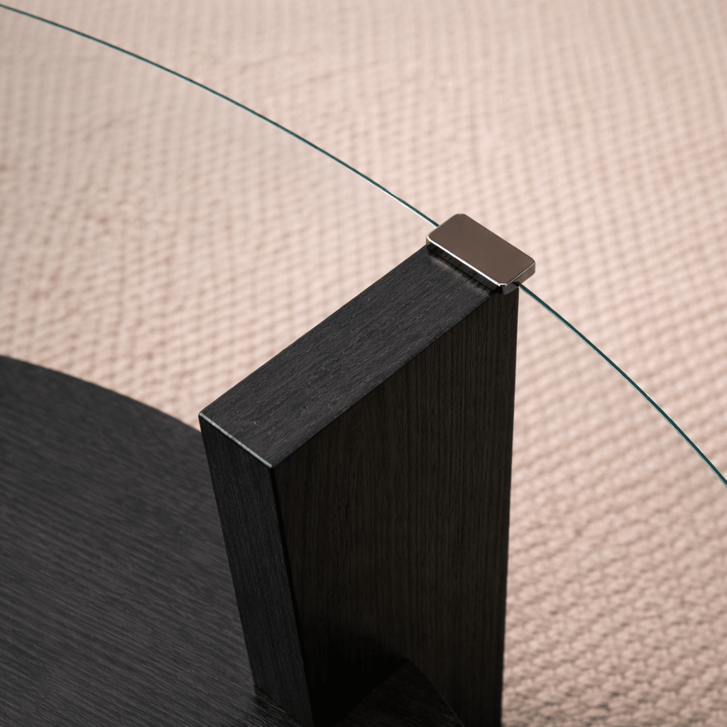 Salontafels - Ronde salontafel zwart melamine transparant glas Ø75 cm - Cairo - Dimehouse