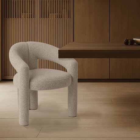 Design Spisestol Sandfarvet Bouclé Maro - Fuld Stof 