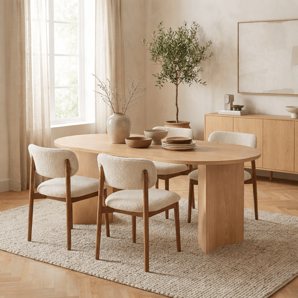 Ovale eettafel Eiken melamine - Japandi -  180x89,5x75 cm - Sota