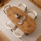 Eettafels - Ovale eettafel Grenen melamine - Japandi - 200x89,5x75 cm - Sota - Dimehouse