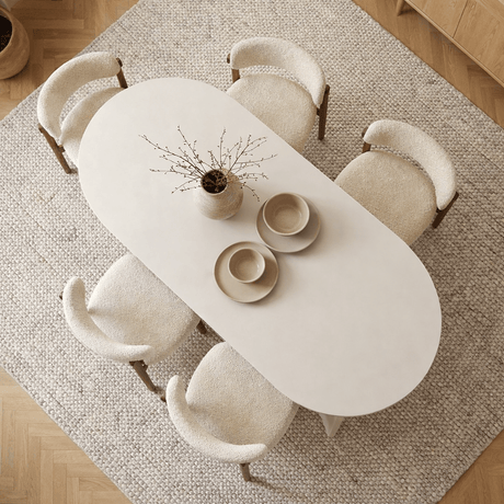 Ovalt spisebord Hvid melamin - Japandi - 180x89,5x75 cm - Sota