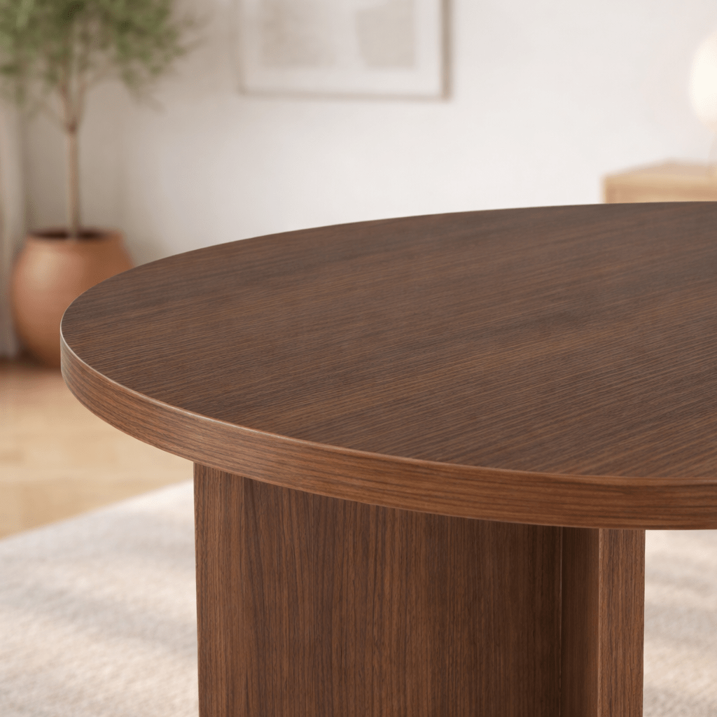 Eettafels - Ovale eettafel walnoot melamine - Japandi - 180x89,5x75 cm - Sota - Dimehouse