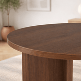 Eettafels - Ovale eettafel walnoot melamine - Japandi - 180x89,5x75 cm - Sota - Dimehouse