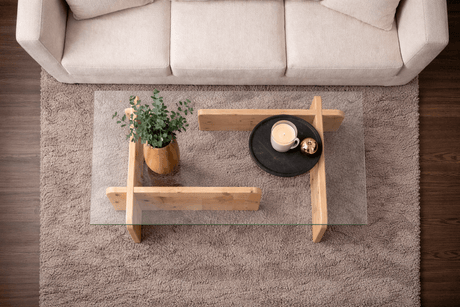 Salontafels - Salontafel Atlantisch Dennenhout Melamine Glas Opal 105x65x30 cm - Dimehouse