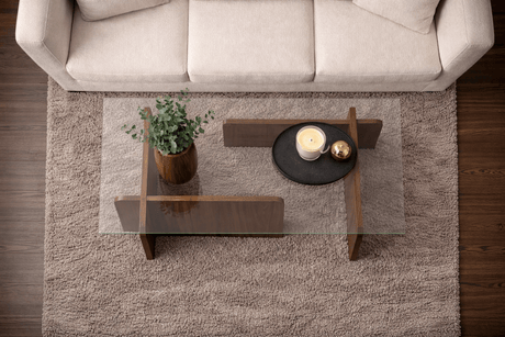 Sofabord Naturlig Valnød Glas Opal 105x65x30 cm 