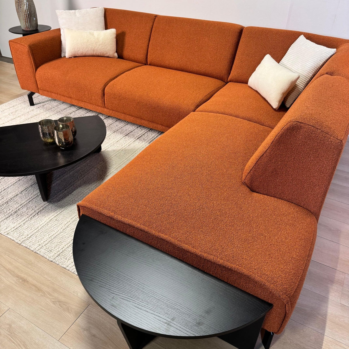Rund Sofabord Sort Trappet Melamin 85 cm Orin 
