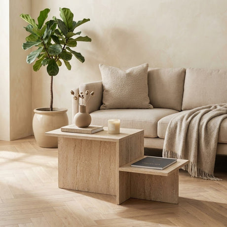 Sofabord Beige Marmorlook Melamin Eterna 