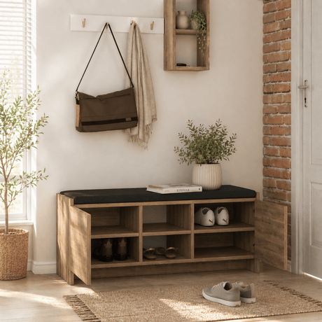 Skoskab Dark Oak Melamin - seks rum - 110x43x37 cm - Zulla