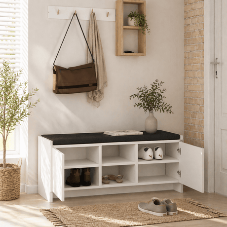 Skoskab Hvid Melamin - seks rum - 110x43x37 cm - Zulla