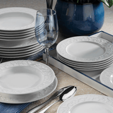 Servies set porselein - 24 delig -  Elegant wit - Chique