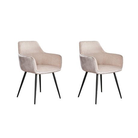 Sæt med 2 spisestuestole Rivo Rib Rock Ivory 