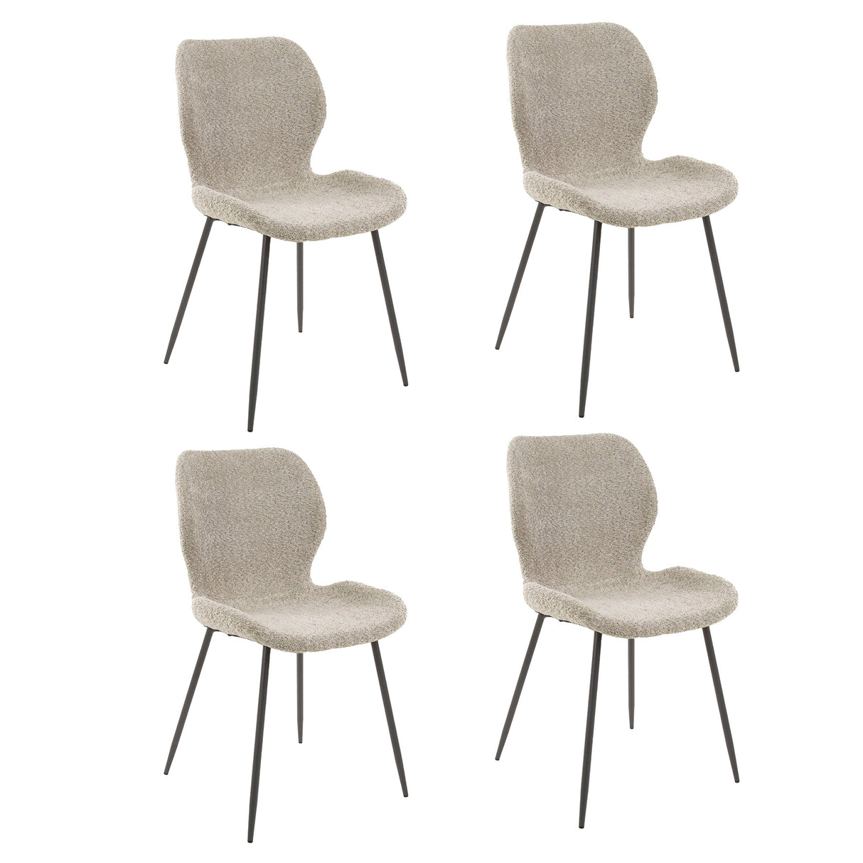 Sæt med 4 spisestolene Argo Bouclé sand 