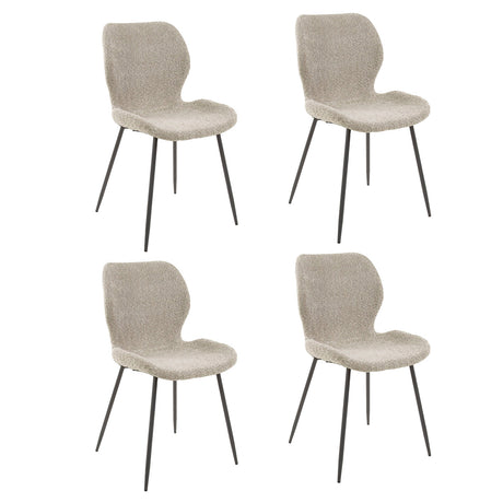 Sæt med 4 spisestolene Argo Bouclé sand 