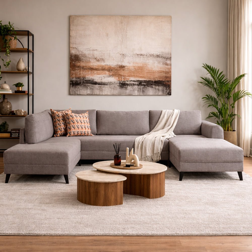 Sovesofa Beige stof - U-sofa - XXL 300x202x152cm - Belen
