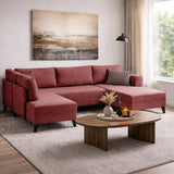 Banken - Slaapbank Rood stof - U - bank - XXL 300x202x152cm - Belen - Dimehouse