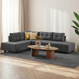 Banken - Slaapbank antraciet stof - XL 280x206 cm - met wielen - Links - Manama - Dimehouse