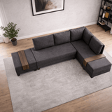 Banken - Slaapbank antraciet stof - XXL 280 x 210 - Rechts - Fly - Dimehouse