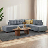 Banken - Slaapbank lichtblauw stof - XL 280x206 cm - met wielen - Rechts - Manama - Dimehouse