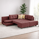 Banken - Slaapbank rood stof - XL 280x206 cm - met wielen - Rechts - Manama - Dimehouse